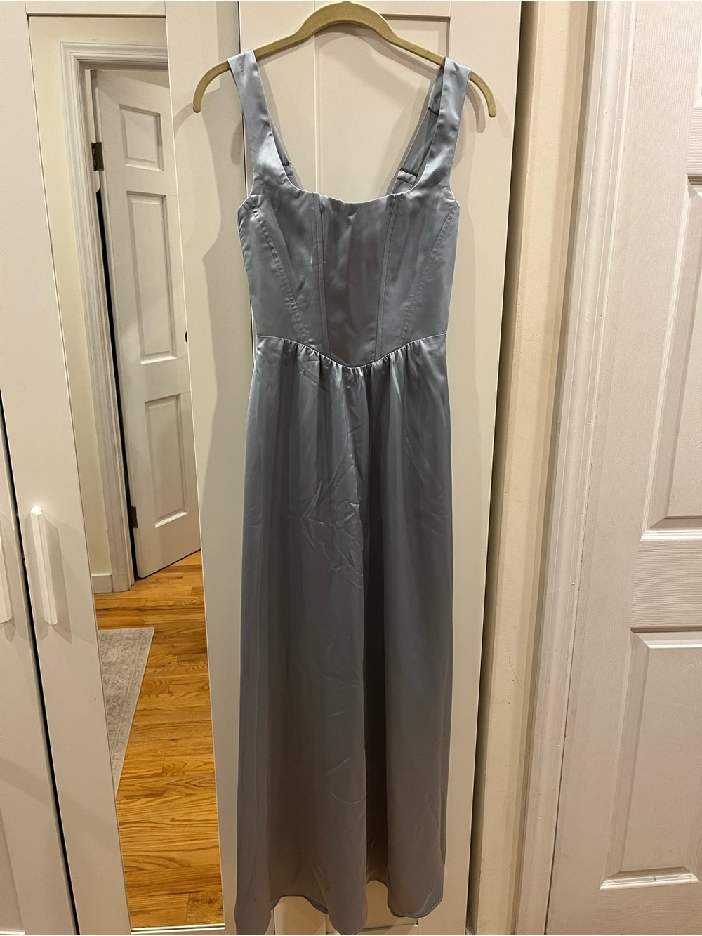 Show Me Your MuMu Light Blue Satin Square-Neck Maxi Dress - Picture 3 of 6